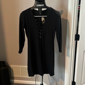 Size large lace up 3/4 length sleeve tshirt dress